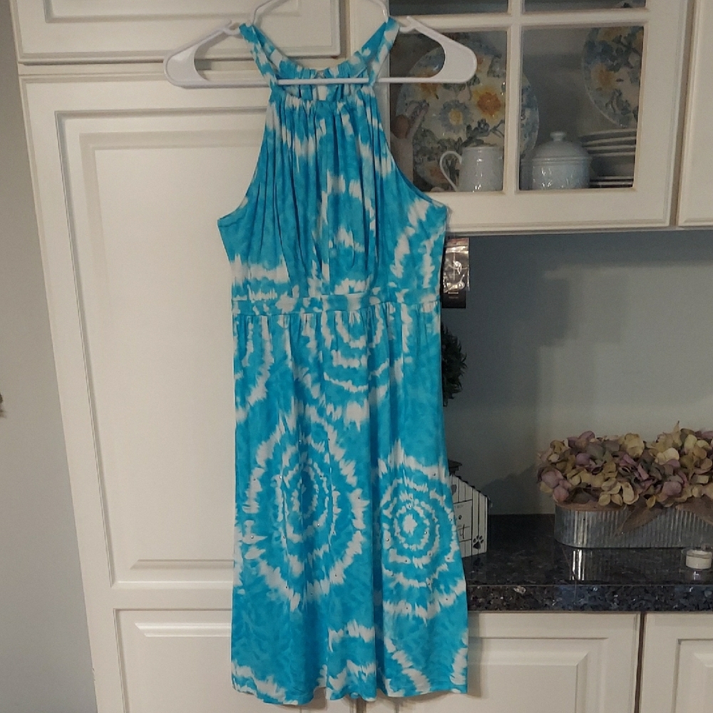 INC International Concepts Turquoise Tie-Dye Dress Size M